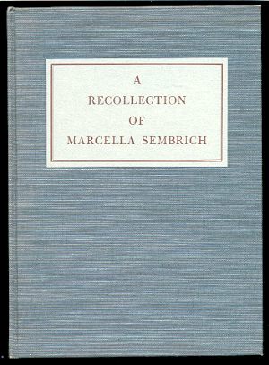 Image for A RECOLLECTION OF MARCELLA SEMBRICH